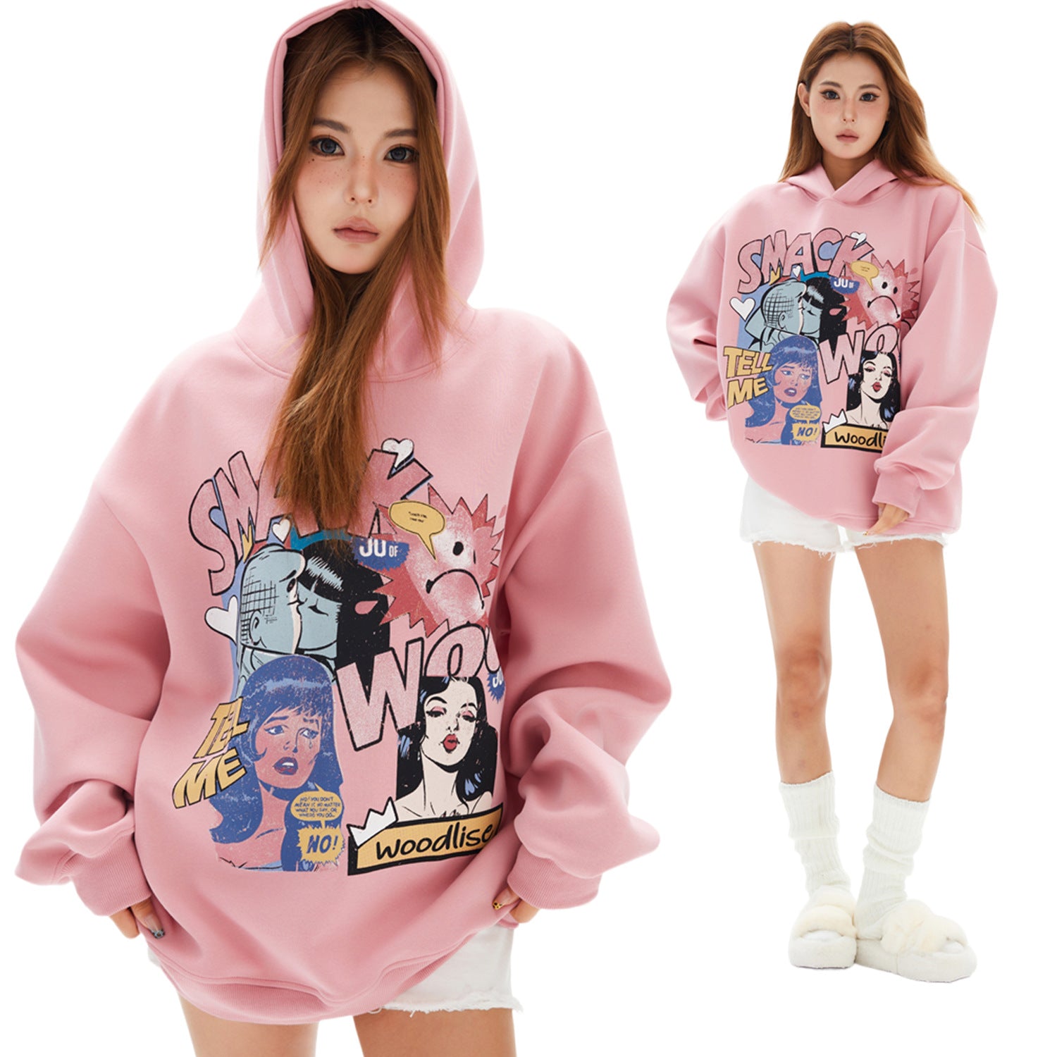Women's Anime Graphic Loose Hooded Sweatshirt