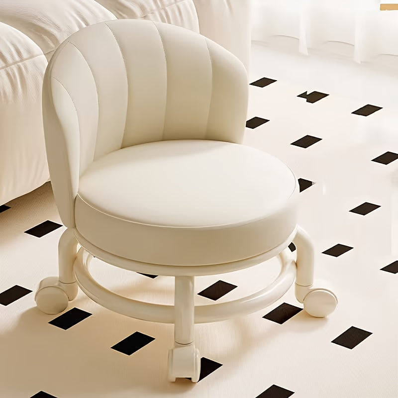 Ergonomic Rolling Shoe Change Stool with 360° Swivel Casters, Low Seating Height, Durable Frame