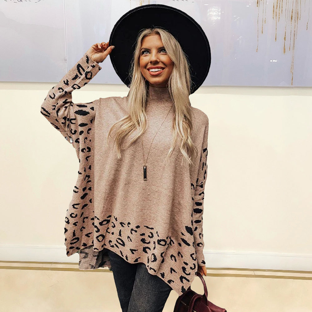 Women's Printed Long Sleeve Casual High Collar Pullover Top