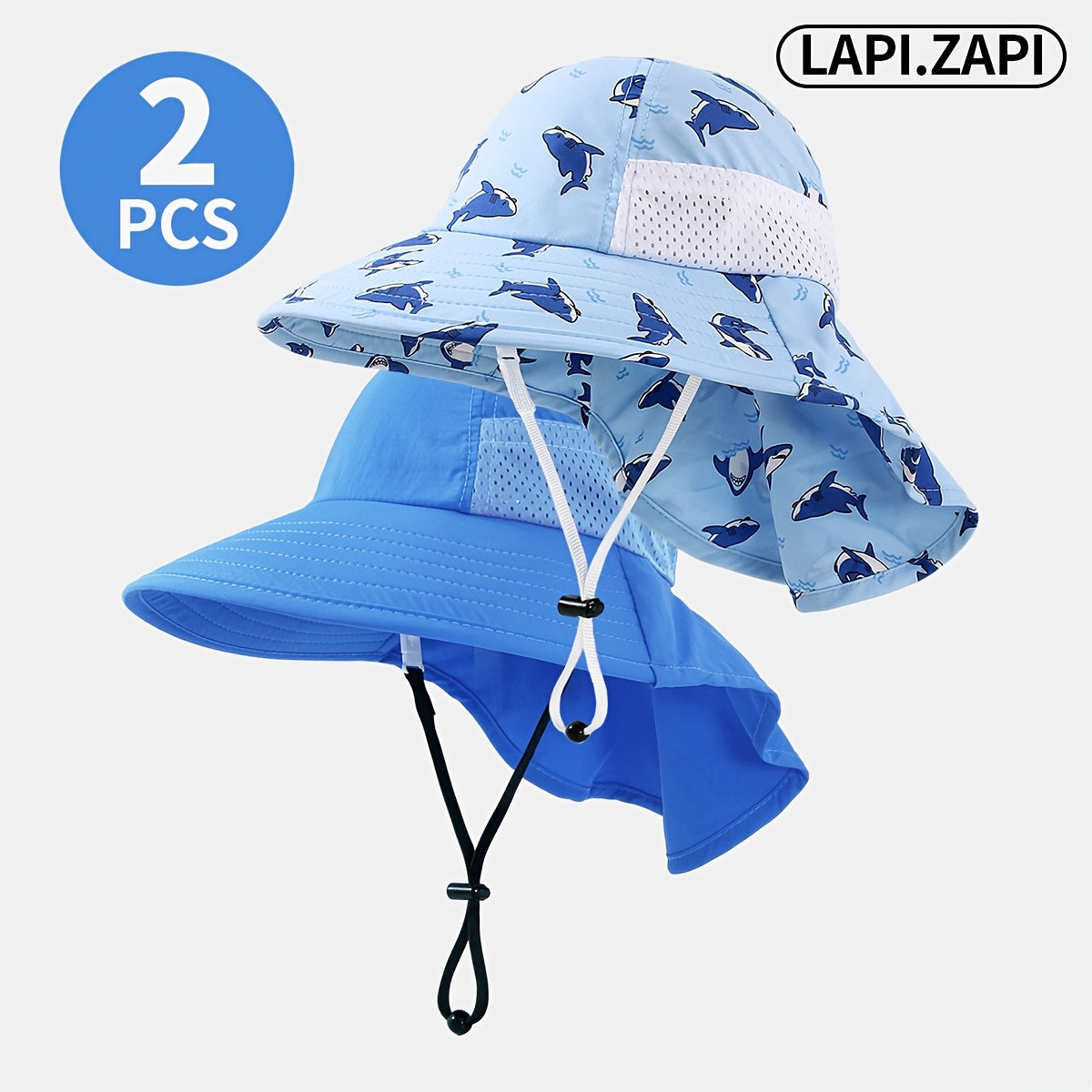 Toddler Flap Bucket Hat Set with Wide Brim and Neck Cover
