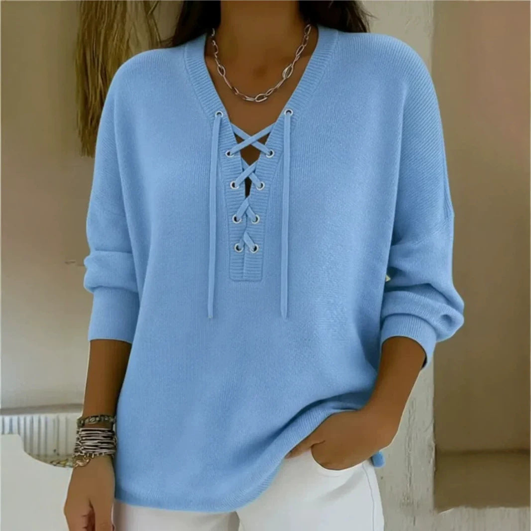 Retro Playful and Slimming V-neck Sweaterversatile and Easy to Style