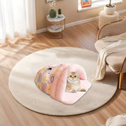 Heated Winter Warm Pet Bed With Plush Cuddle Sleeper Mat & Removable Washable Cover - Extra Large Dog Bed With Soft Pink & Purple Heart Patterns