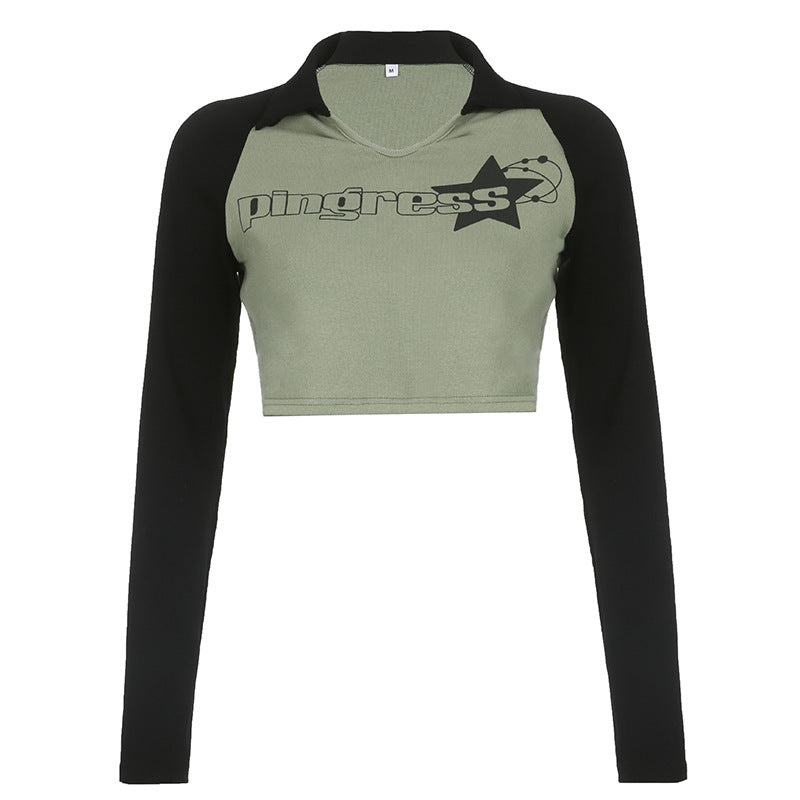 Chic Cropped Raglan Long Sleeve Fitted Tee