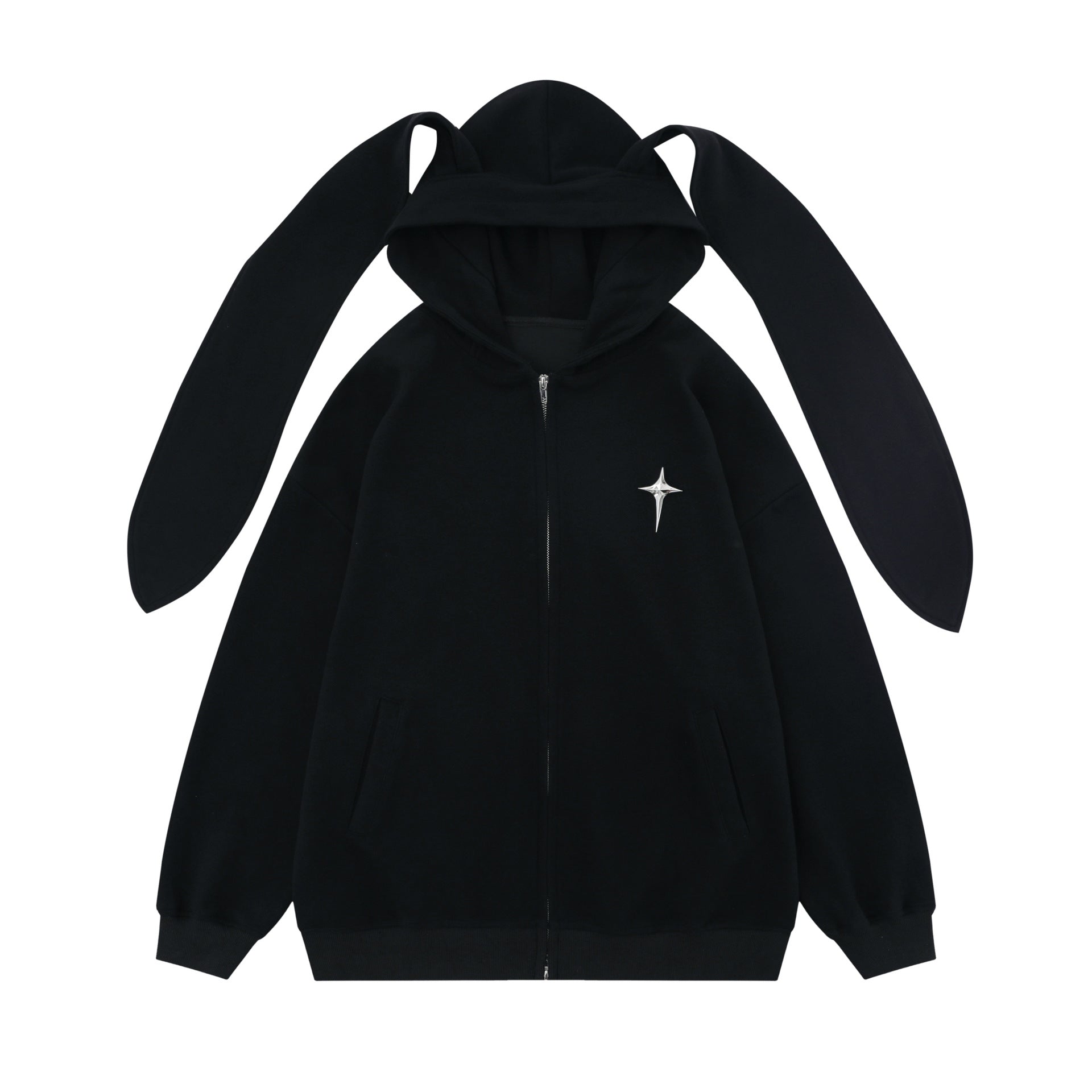 Cute Rabbit Ear Hooded Cotton Cardigan Dress