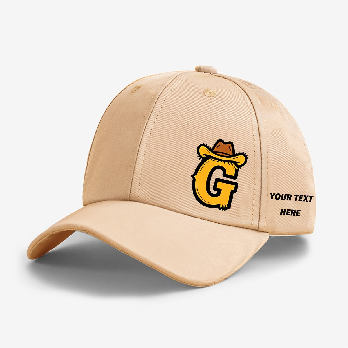 Kids Cowboy Style Baseball Cap with Letter Print and Custom Side Text, Lightweight and Comfortable (Ages 5-10)