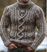 Womens High-neck Pullover Chunky-knit Jacquard Sweater