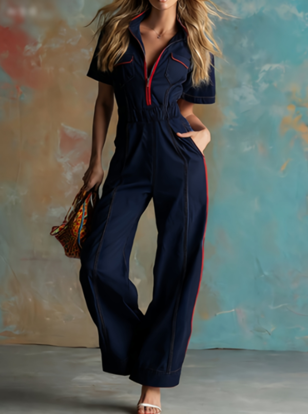 Workwear Waist-cinching Wide-Leg Jumpsuit