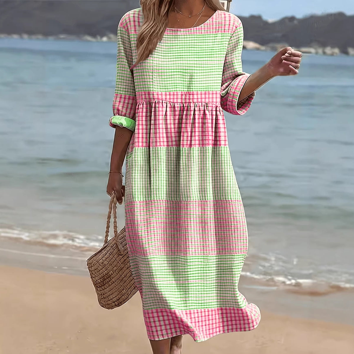 Casual Creative Relaxed-fit Long-sleeve Dress