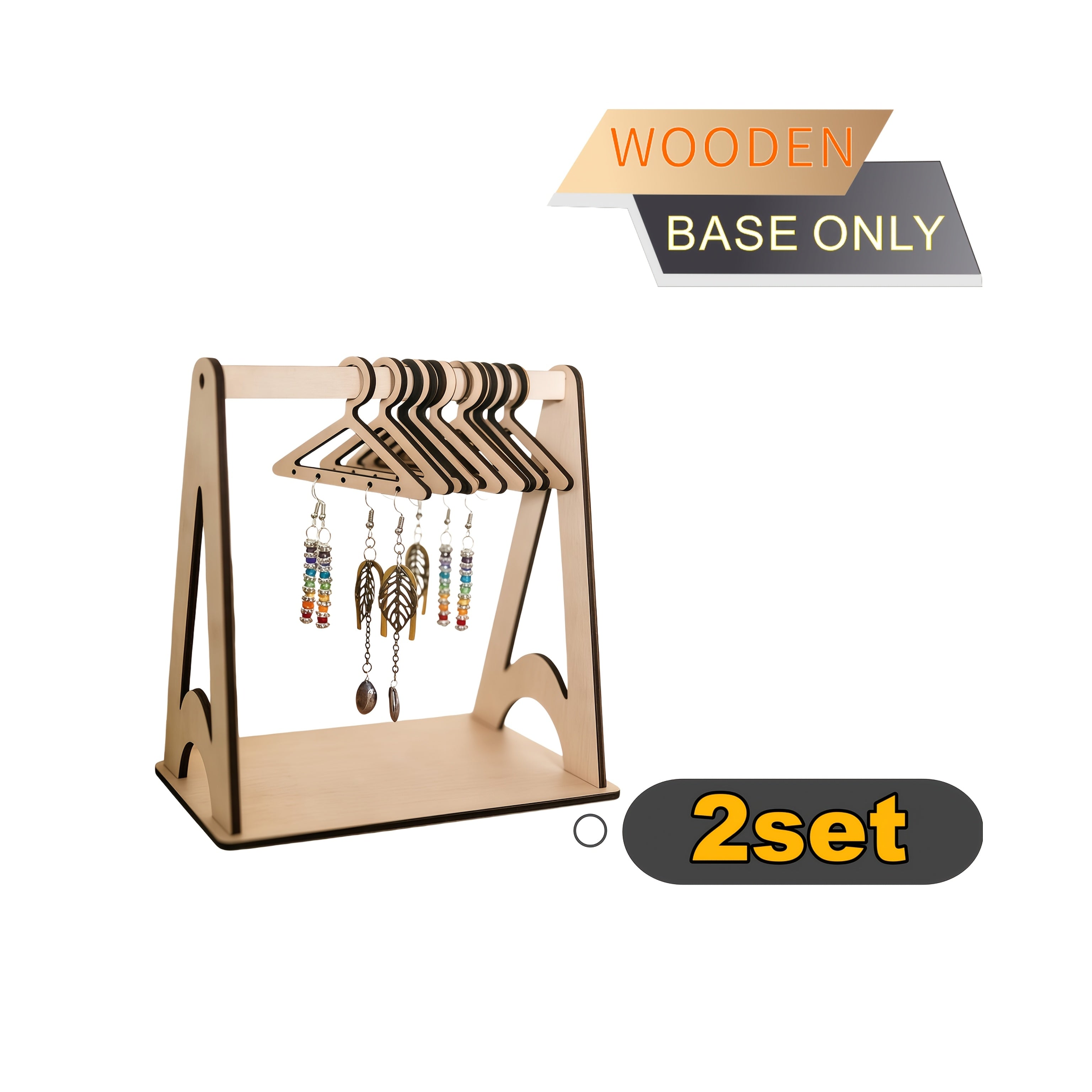 Mini Wooden Earring Holder Stand – Jewelry Organizer for Earrings and Necklaces