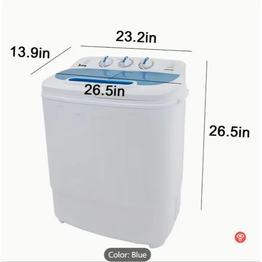 Compact Twin‑Tub Mini Washing Machine with Gravity Drain – 110V