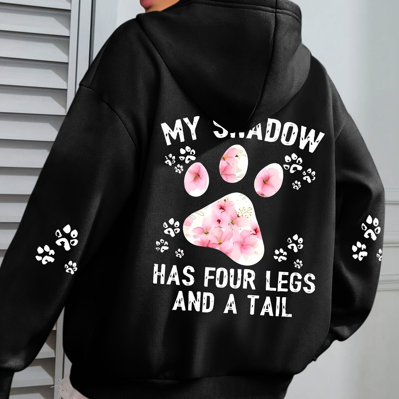 Plus Size Casual Paw Print Long Hoodie