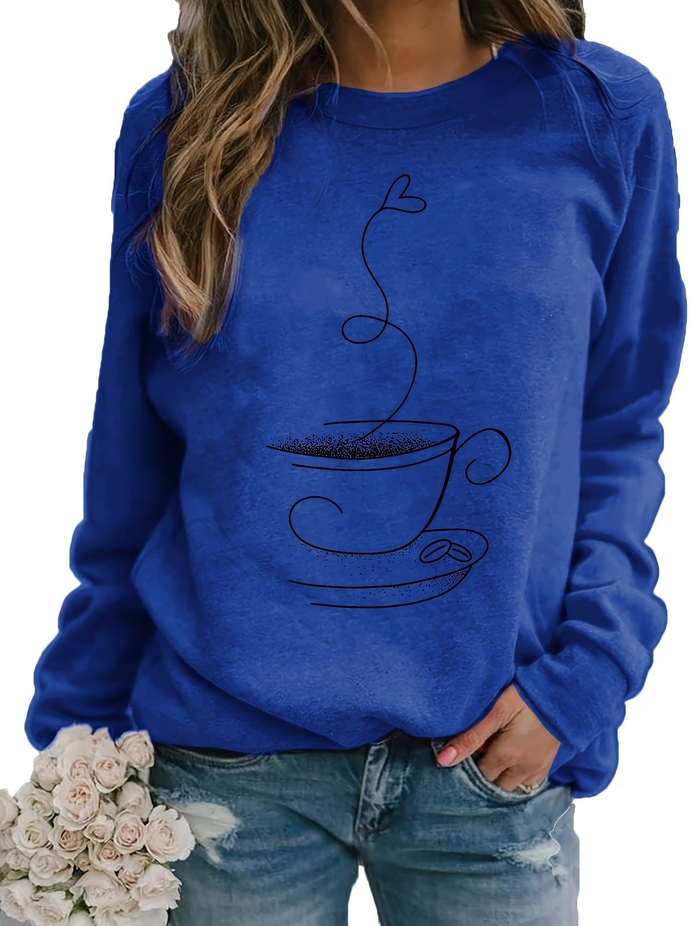 Women's Graphic Print Crew Neck Casual Sweater