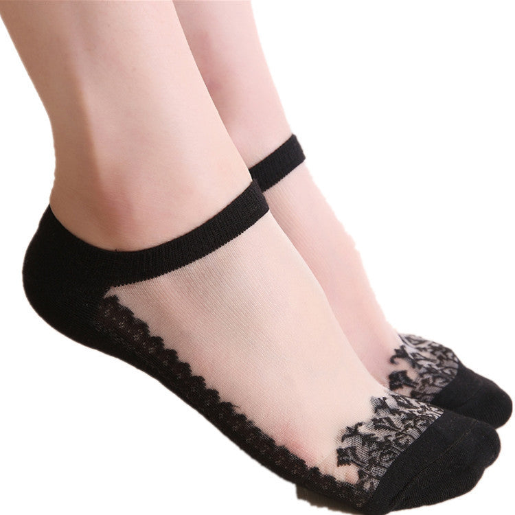 Breathable Lace Boat Socks for Women