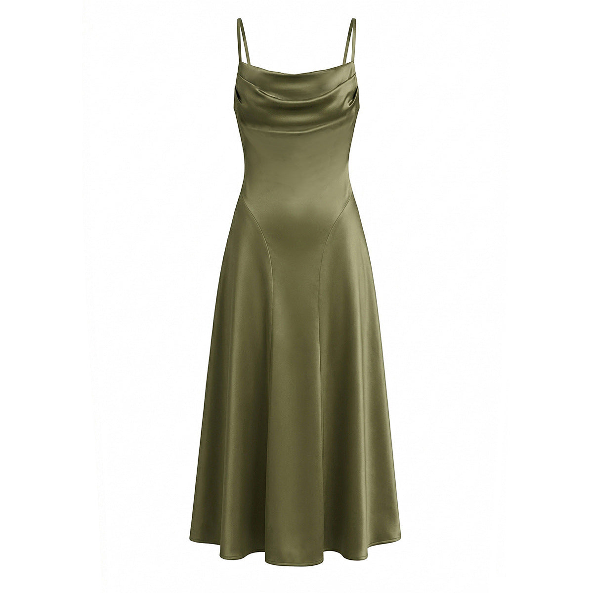 Fishtail Strap Dress Solid Color Chic and Sexy with Spaghetti Straps and a Square Neckline