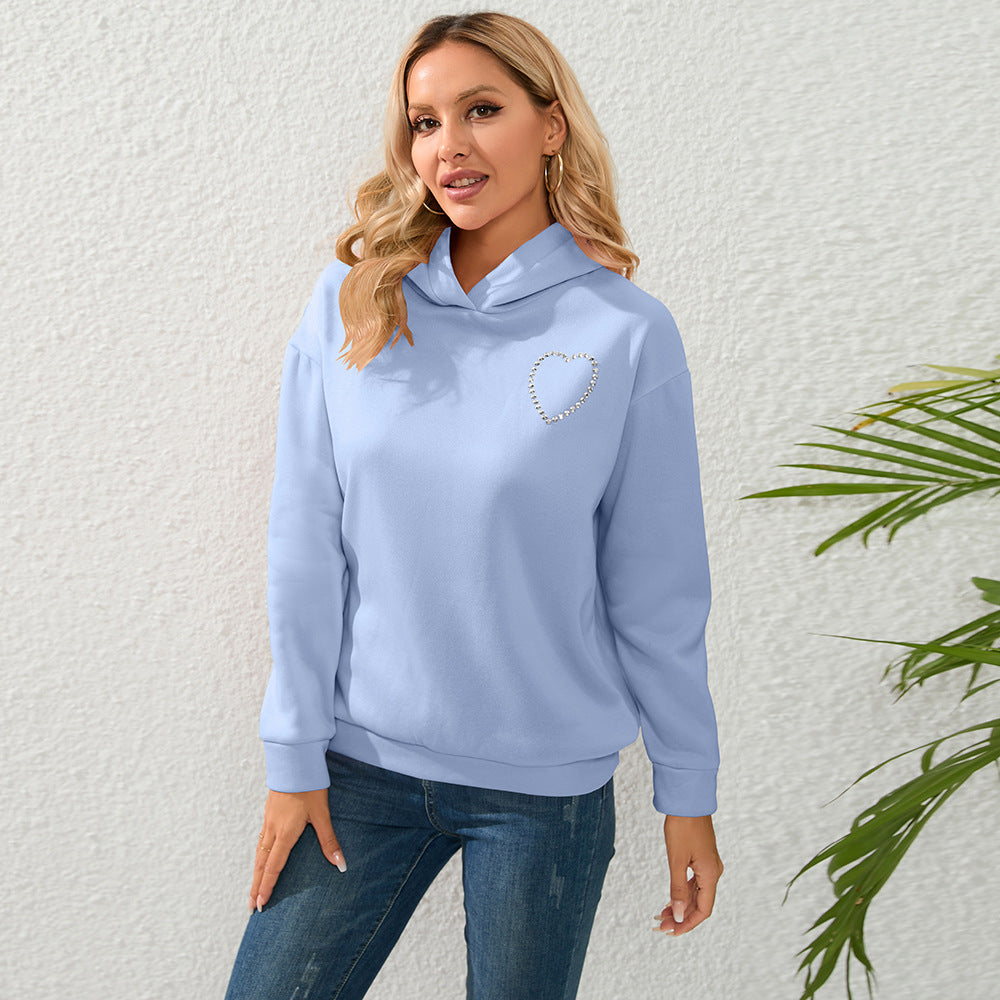 Women's Long-Sleeve Love Heart Pullover Hoodie