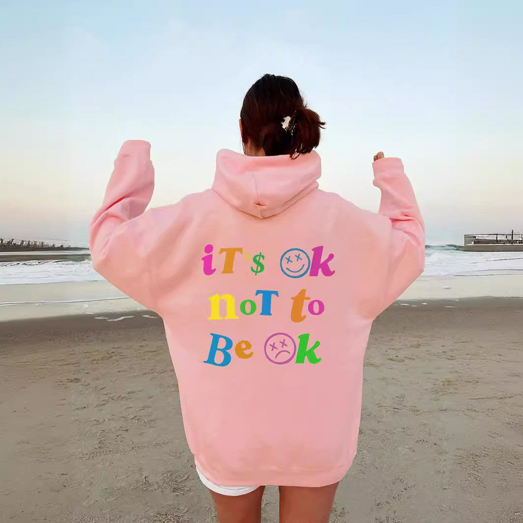 Women's Letter Print Drawstring Casual Hooded Sweatshirt