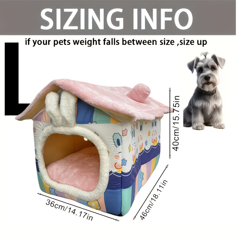 Four-Season Dog House, All-Weather Use, Detachable And Washable, Soft And Comfortable Dog Bed With Cushion, Polyester Material, Non-Slip Base, Suitable For Cats And Dogs