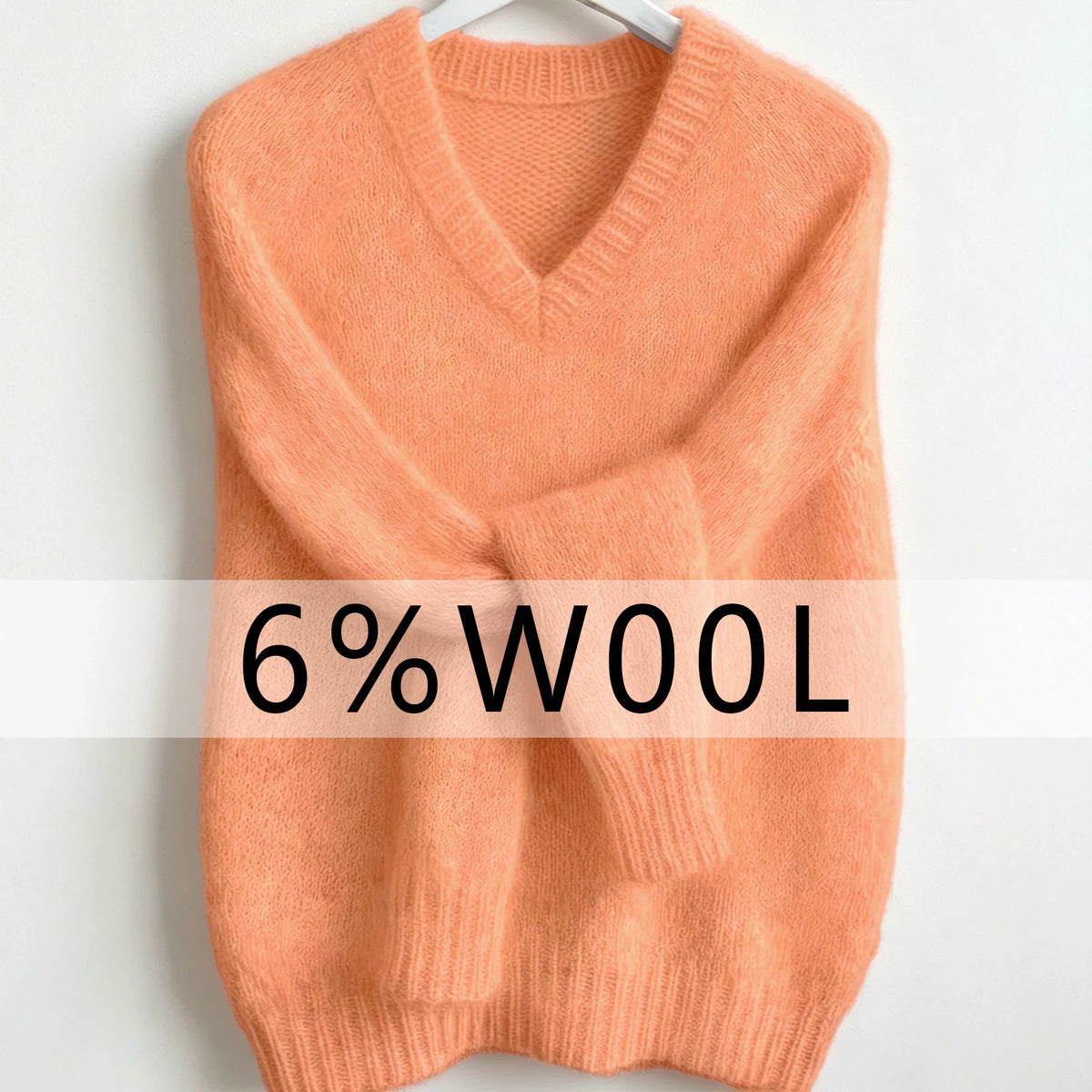 Women's Solid-color Simple V-neck Knitted Sweater
