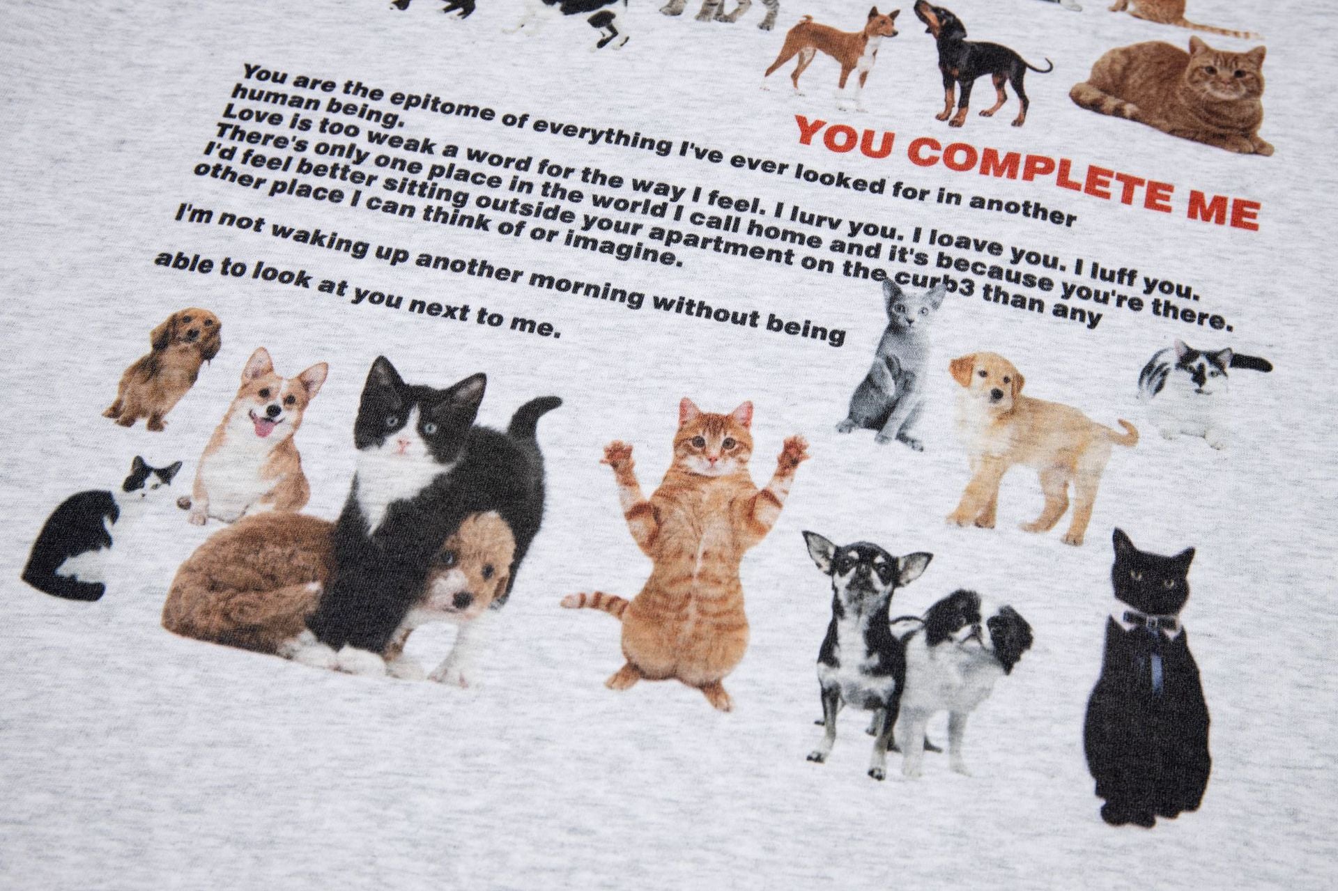 Streetwear Cute Cat & Puppy Print Short Sleeve Tee