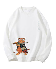 Japanese Anime Cat Print Oversized Cotton Hoodie