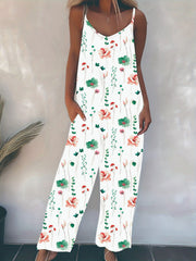 Women's Casual Strappy Printed Sleeveless Jumpsuit
