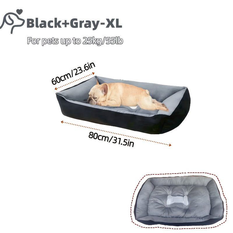 Dog Bed With Removable Cover - Thick Grey Square Pet For Large & Small Dogs, Puppies, Pomeranian, Golden Retriever - Plush Bedding, Durable -Filled For Joint & All-Season