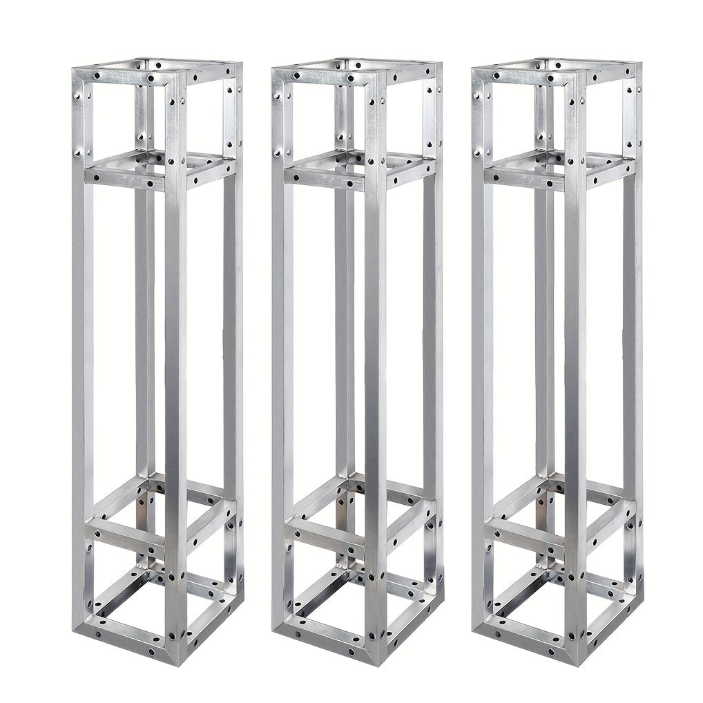 Heavy‑Duty Steel Square Box Truss System – 3‑Piece Adjustable Height & Width Portable Stage Frame with Triangular Base, 661 lb Load Capacity, Foldable Design