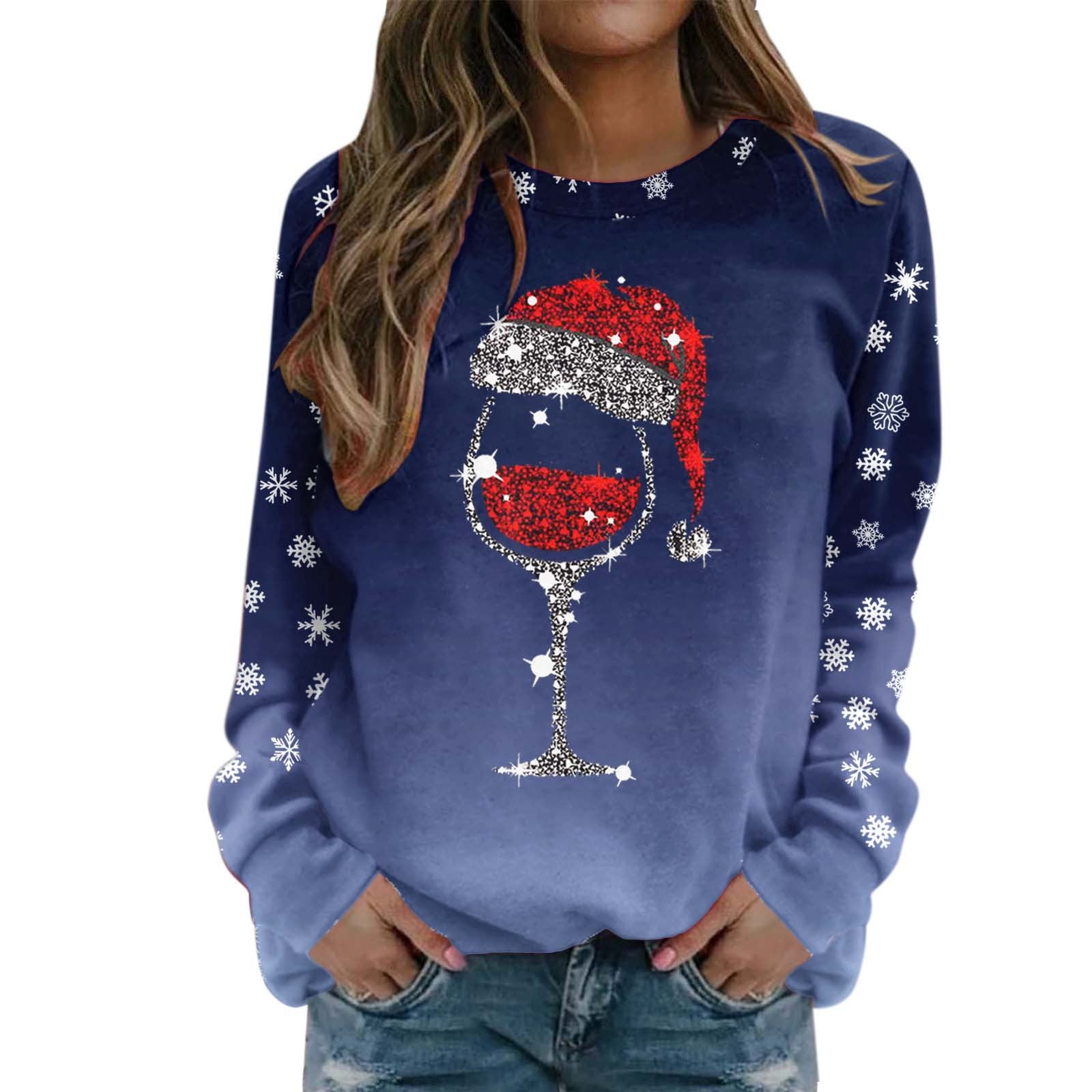 Festive Holiday Print Loose Long Sleeve Christmas Sweater