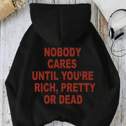 Nobody Cares Slogan Printed Oversized Long Sleeve Hoodie