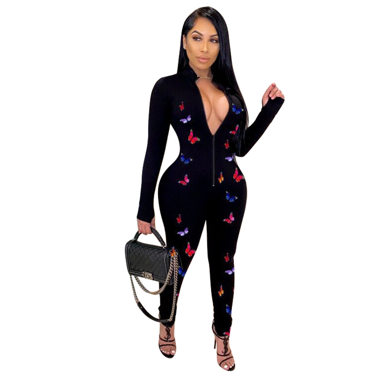 Women's Printed Patchwork Yoga Flare Jumpsuit