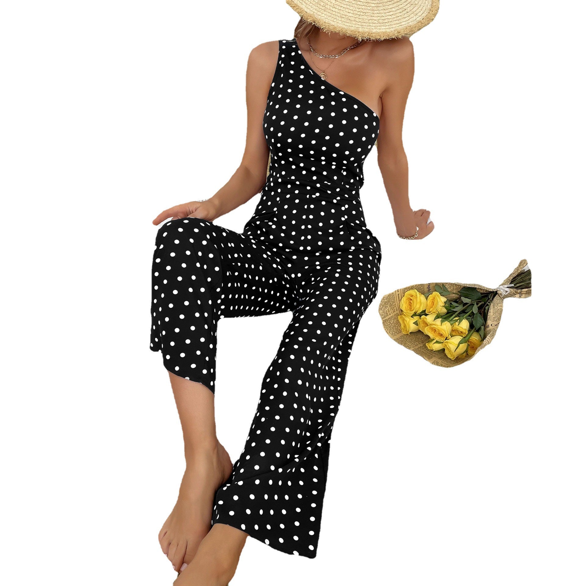 Women's Summer Polka-Dot Sleeveless Jumpsuit