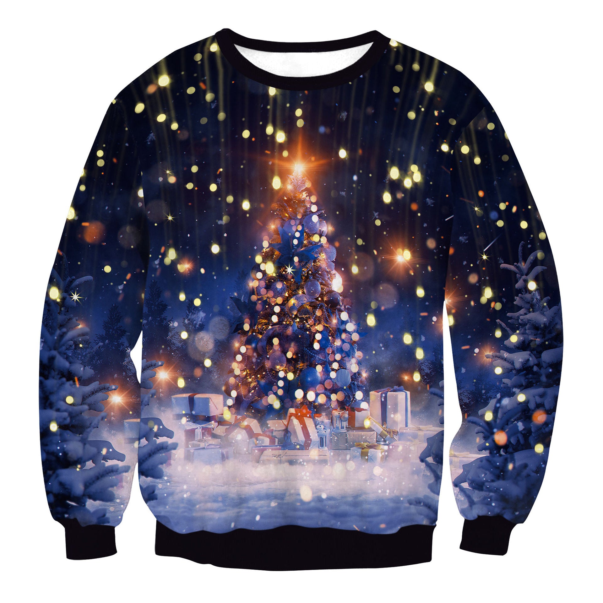 Festive Christmas Elk Print Crewneck Women's Sweater