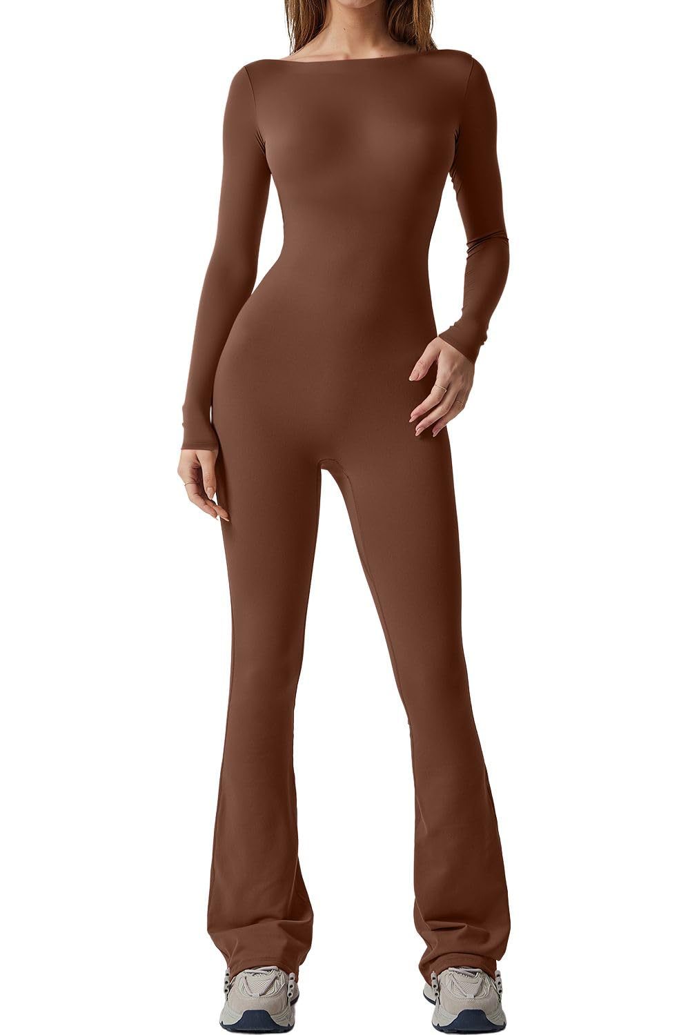 Women's Solid Color Long Sleeve Slim Jumpsuit