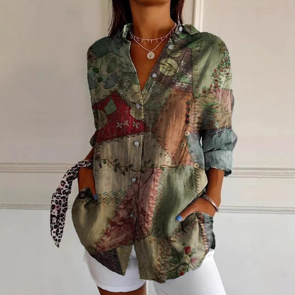 Women's 3D Digital Printing Fashion Long Sleeve Shirt