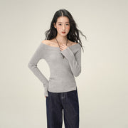 Chic Off-Shoulder Soft Knit Sweater Top
