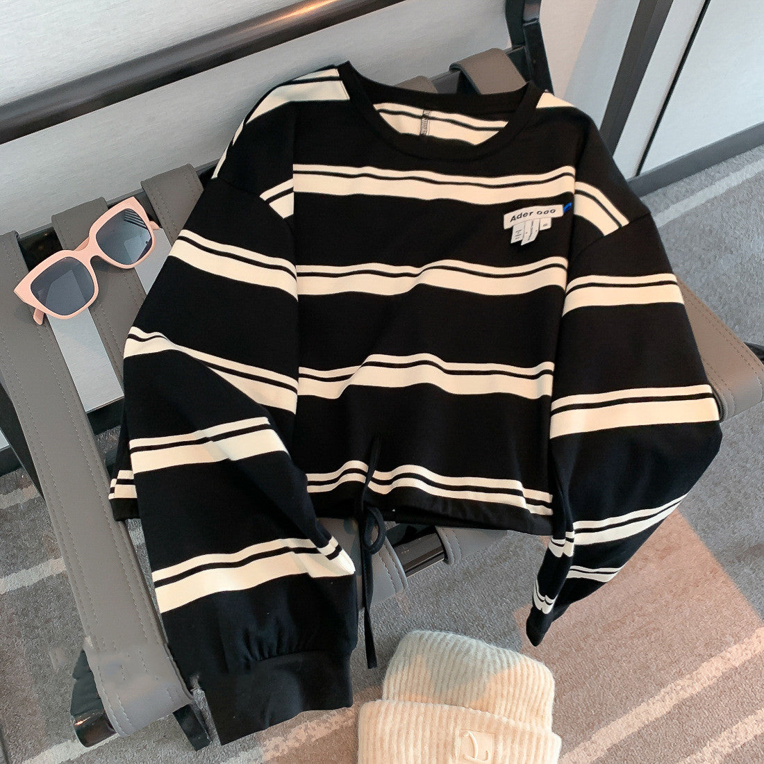 Women's Loose Striped Long Sleeve Casual Pullover Top