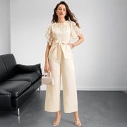 Chic Solid-Color Casual Satin Jumpsuit for Women