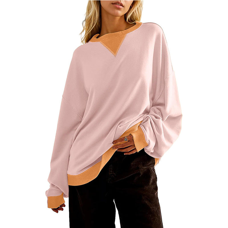 Women's Contrast Color Loose Casual Sweater