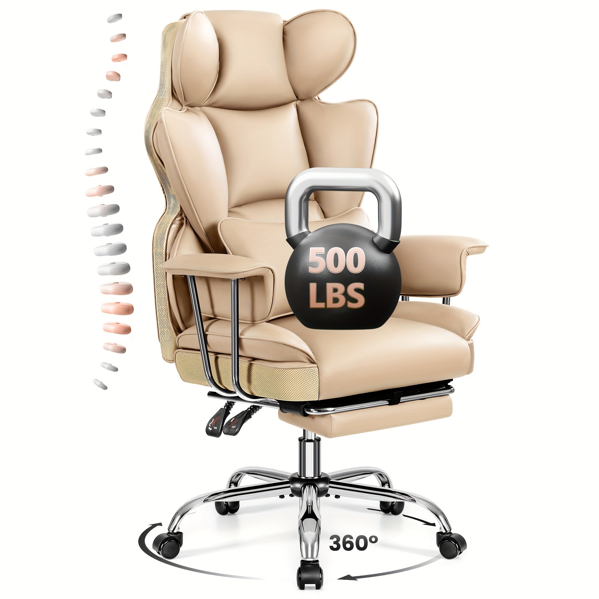 Premium Ergonomic Executive Leather Office Chair for Larger Individuals – High Back with Enhanced Lumbar Support and Built‑In Footrest
