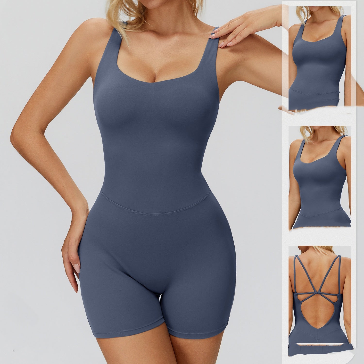 Cross-Back One-Piece Yoga Jumpsuit for Fitness & Running