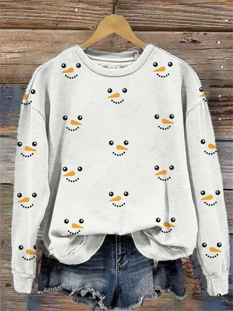 Festive 3D Snowman Print Casual Women's Sweatshirt