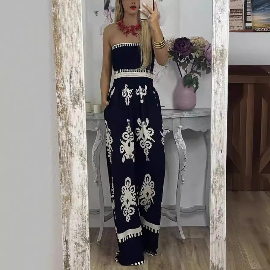 Chic Printed High-Waisted Jumpsuit for Women