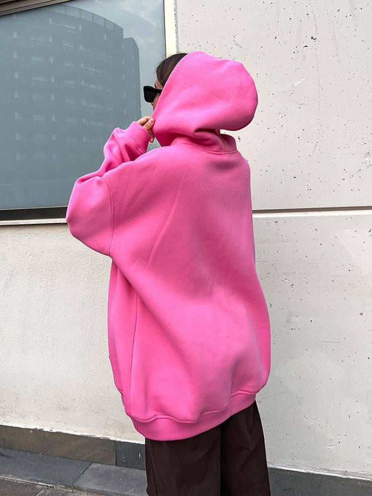 Cozy Oversized Fleece Hoodie with Pockets