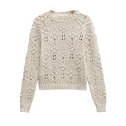 Women's Fashion Hollowed-out Round Neck Knitted Sweater
