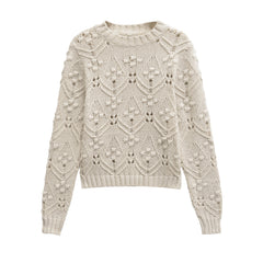 Women's Fashion Hollowed-out Round Neck Knitted Sweater