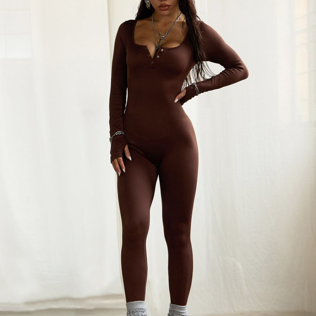 Women's Long Sleeve Yoga Jumpsuit Fitness Romper