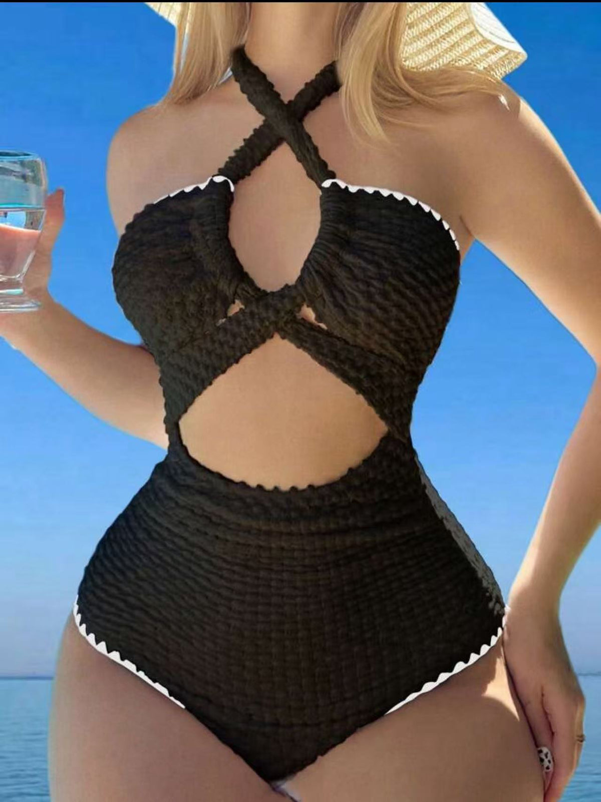 Sexy Backless High-Waist One-Piece Swimsuit