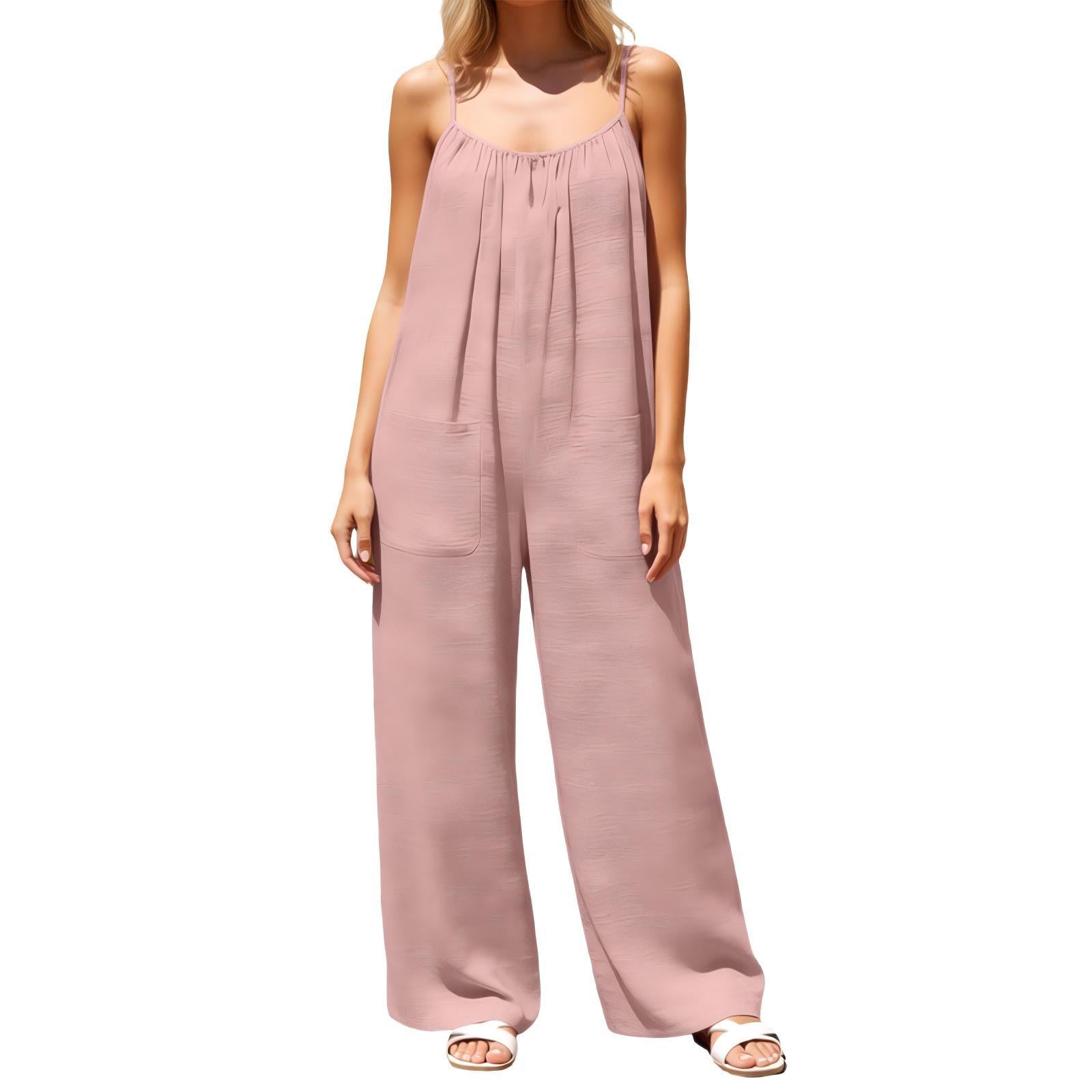 European And American-style Strap Wide-leg Jumpsuit Womens New Summer Style