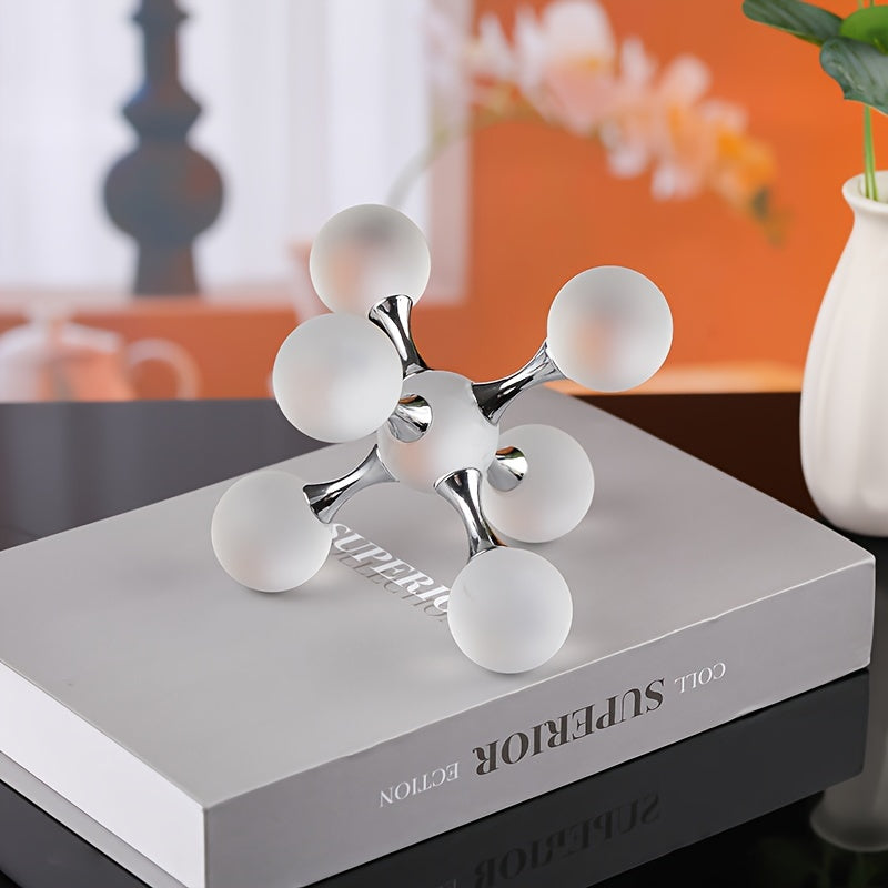 Modern Crystal Sphere Alloy Molecular Set Decoration for Living Room, Office, TV Cabinet - Luxurious Crystal Ball Decor for Home and Office - Set of 1