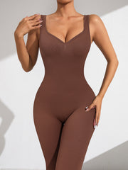 V-neck Backless Chunky-ribbed Jumpsuit For Women